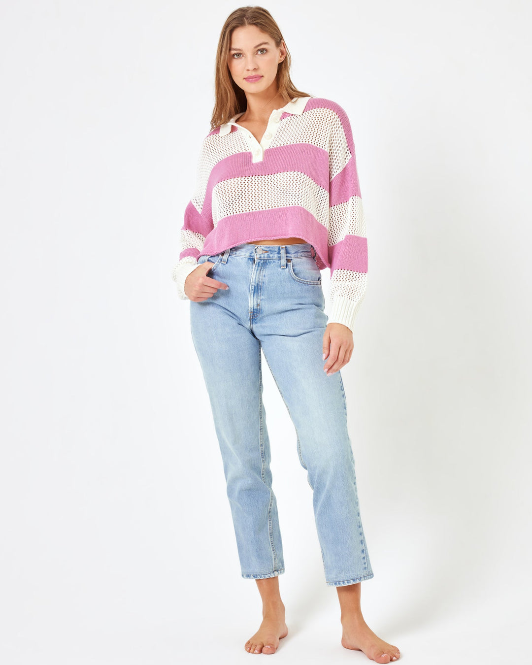Fenaswim X Anthropologie Rugby Sweater - Pink Lady