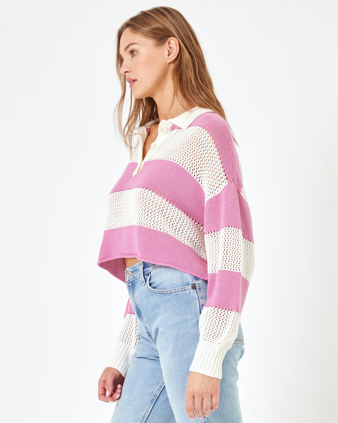 Fenaswim X Anthropologie Rugby Sweater - Pink Lady