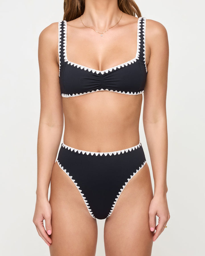 Effie Bikini Top - Black-Cream