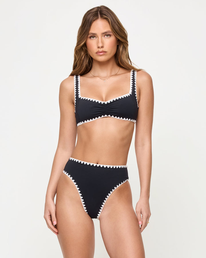 Effie Bikini Top - Black-Cream
