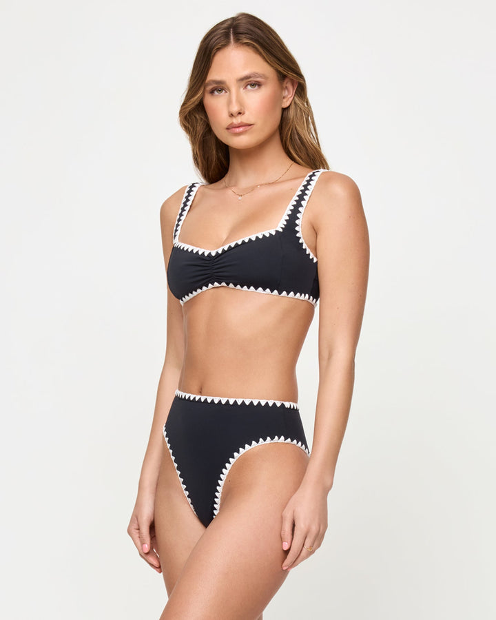 Effie Bikini Top - Black-Cream