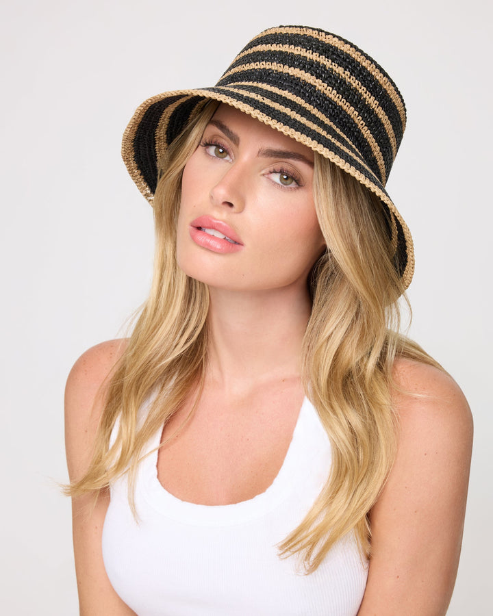 Isadora Bucket Hat - Natural-Black
