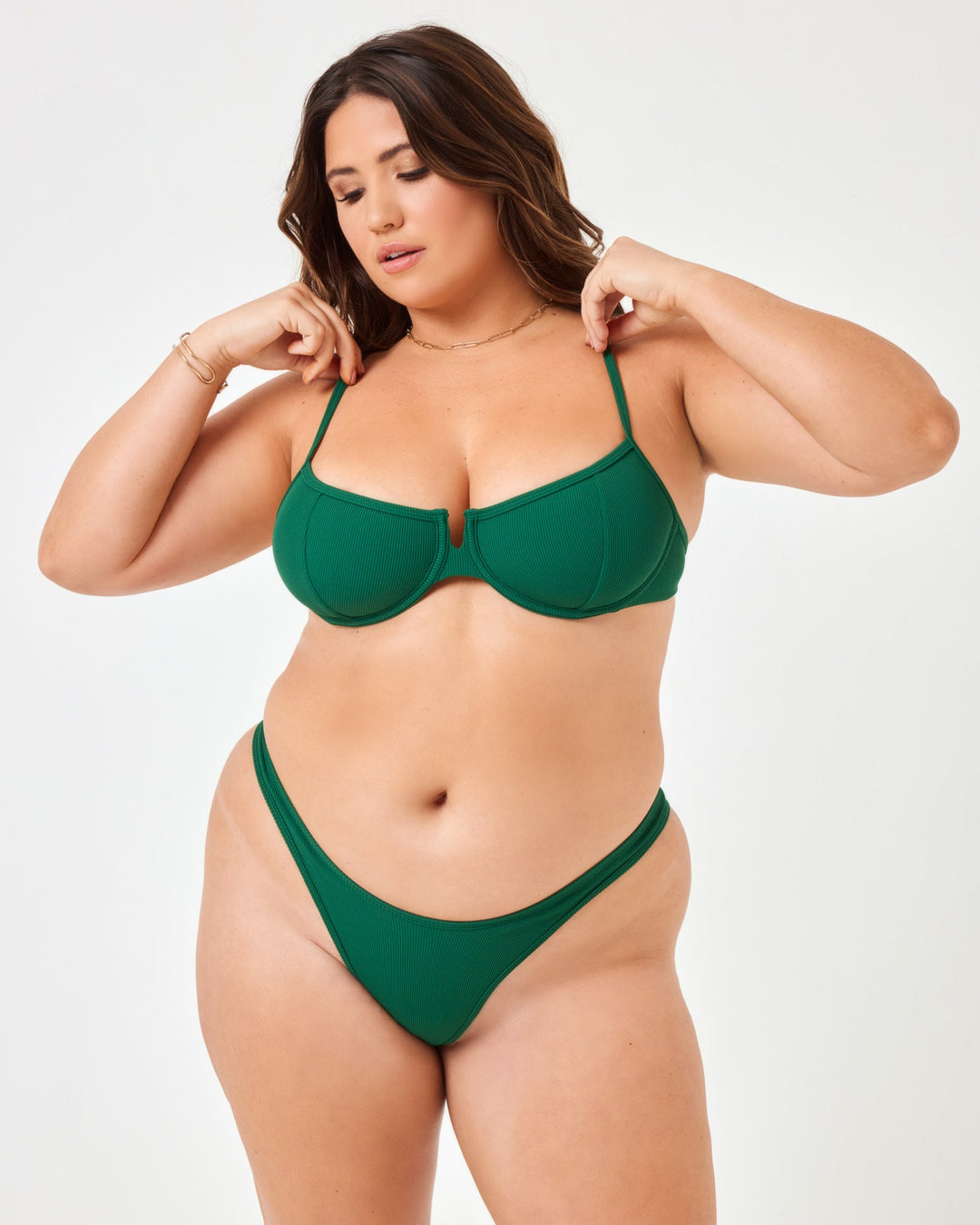 Ribbed Dominic Bikini Bottom - Emerald